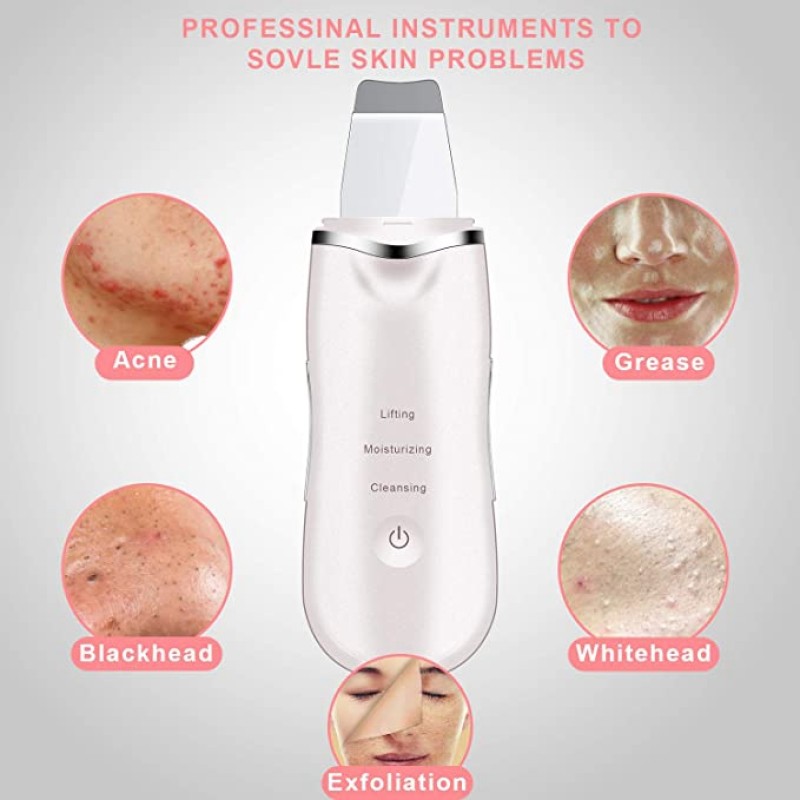 Electronic Skin Scrubber Facial Cleaner Shovel Ultrasonic Facial Skin Scrubber Peeling Blackhead Remover Facial Massager