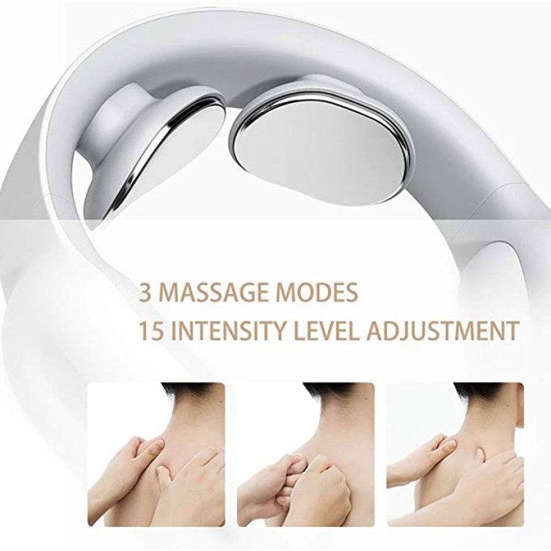 15 Intensity Electric Neck Massager Pulse Heated Relaxation Machine for Cervical Spine Pain Relief Health Care Tool