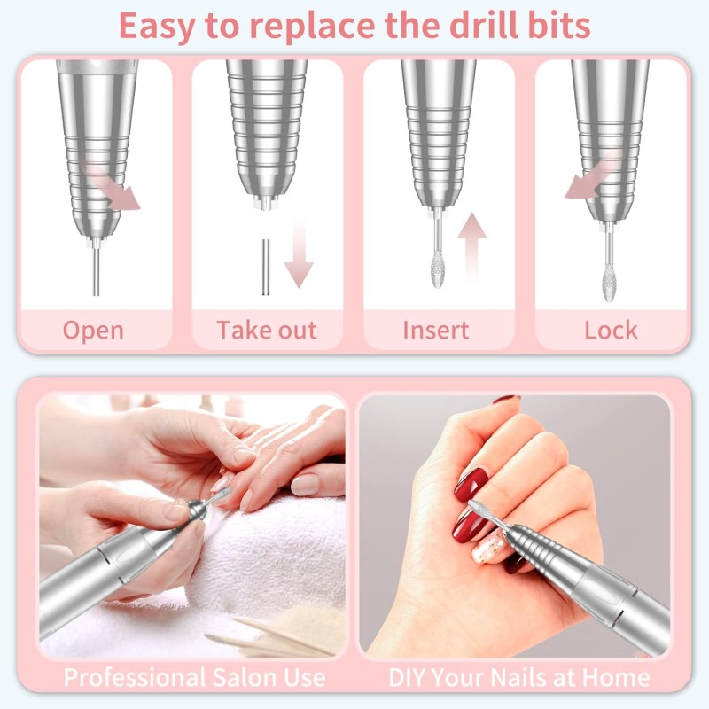 2025 Best Selling Professional Manicure Pedicure Tools Home Salon Nail Drill Machine Electronic 35000 RPM Plastic Polishing