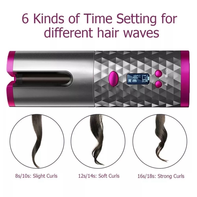Automatic Hair Curler 5000 MAh Battery Hair Tool Curler Fast Curling LCD Display Electric Hair Tool Curler