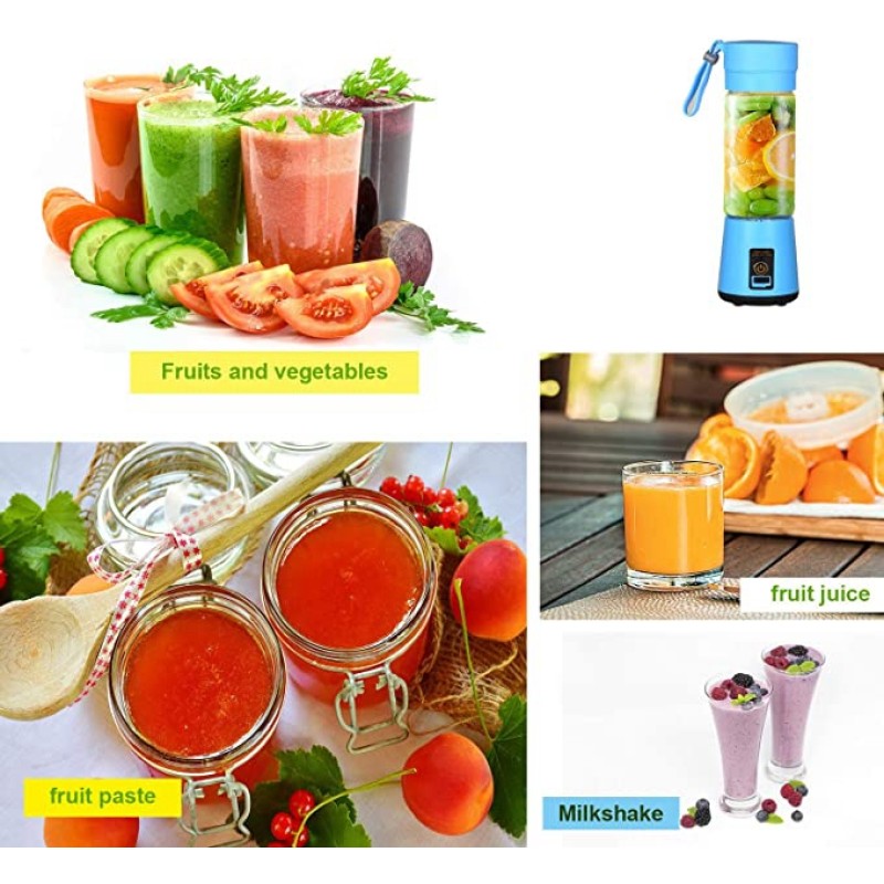 Multifunctional Portable Fruit Juicer Blender 6 Blade Juice Mixer  USB Charging Fruit Juicer Extractor Machine