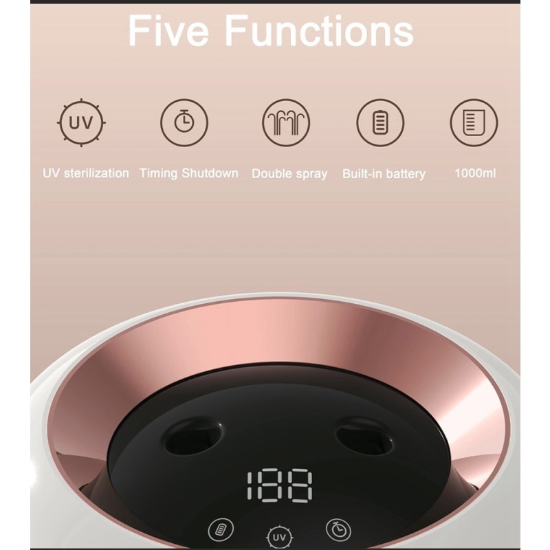 USB Rechargeable 1000ml Mini Ultrasonic Air Humidifier Electronic Double Spray Cool Mist for Bedroom Sports Entertainment