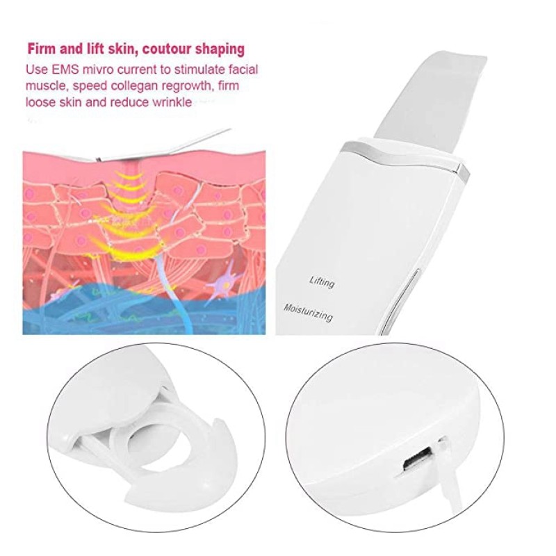 Ultrasonic Skin Scrubber Blackhead Remover Skin Cleaning Tools for Deep Cleansing Ultrasonic Skin Spatula