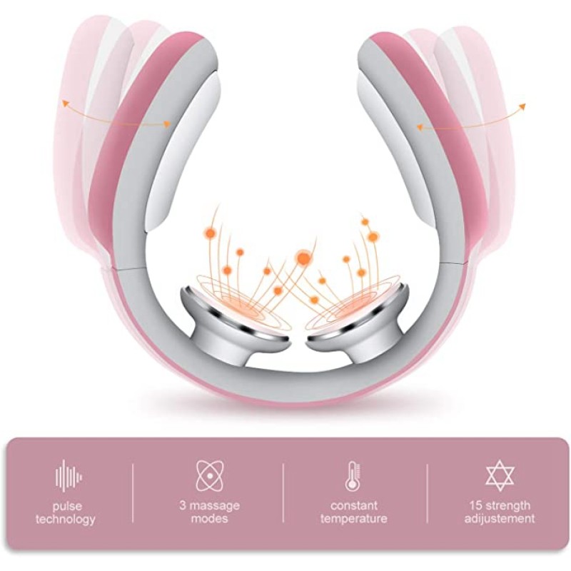 15 Intensity Electric Neck Massager Pulse Heated Relaxation Machine for Cervical Spine Pain Relief Health Care Tool