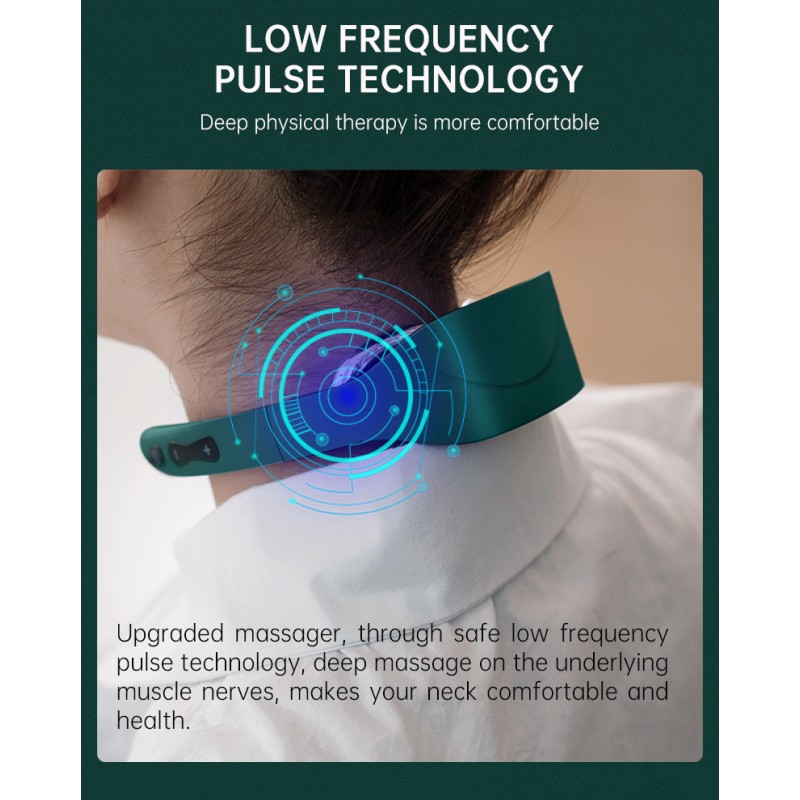 Professional Health Care Pain Relief Electric Pulse Neck Massager  USB Rechargeable Heating Vibration Neck Massager Machine