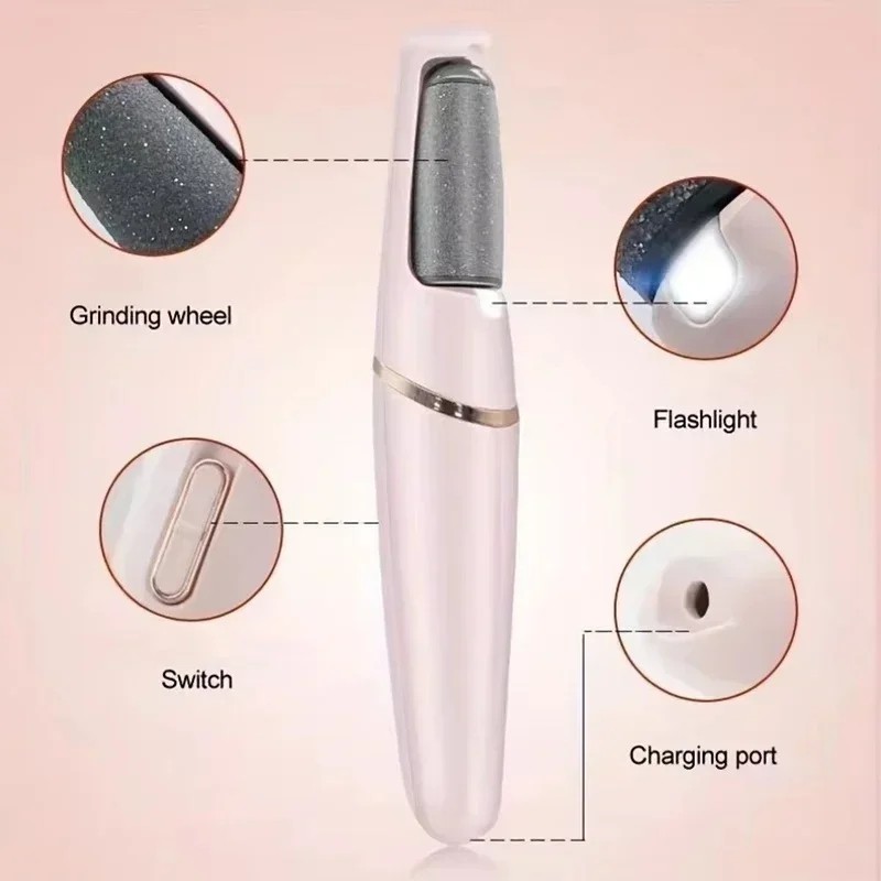 Professional Rechargeable Pedicure Tools Waterproof Stainless Steel Electric Foot File Callus Remover 2 Speeds Foot Scrubber
