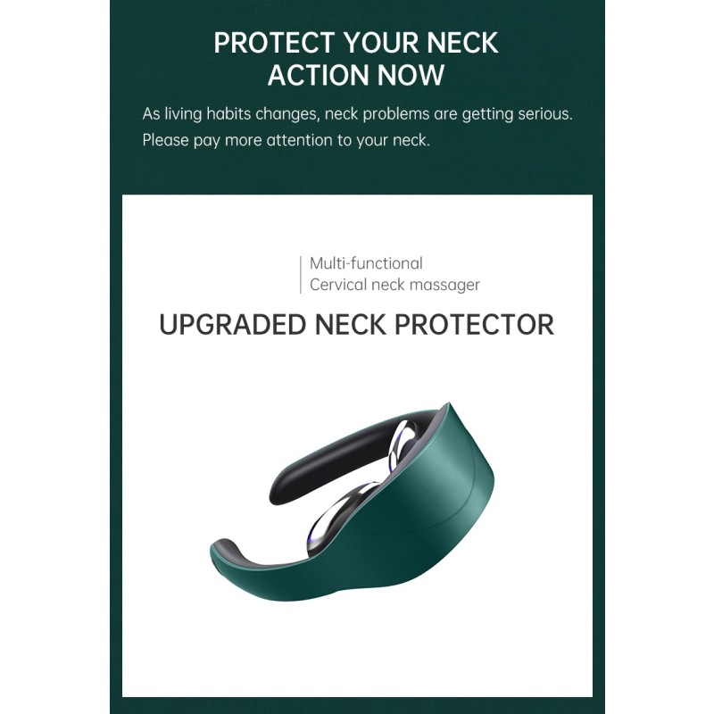 Professional Health Care Pain Relief Electric Pulse Neck Massager  USB Rechargeable Heating Vibration Neck Massager Machine