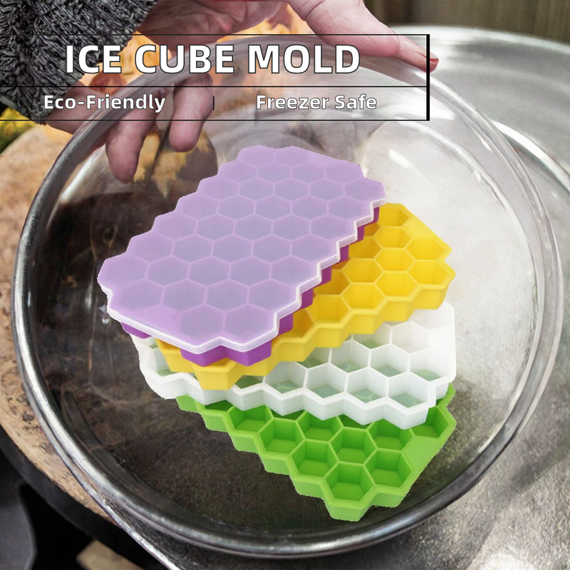 Ice Cube Mold Manufacturer - Customized Logo Reusable BPA-Free 37-Cavity Honeycomb