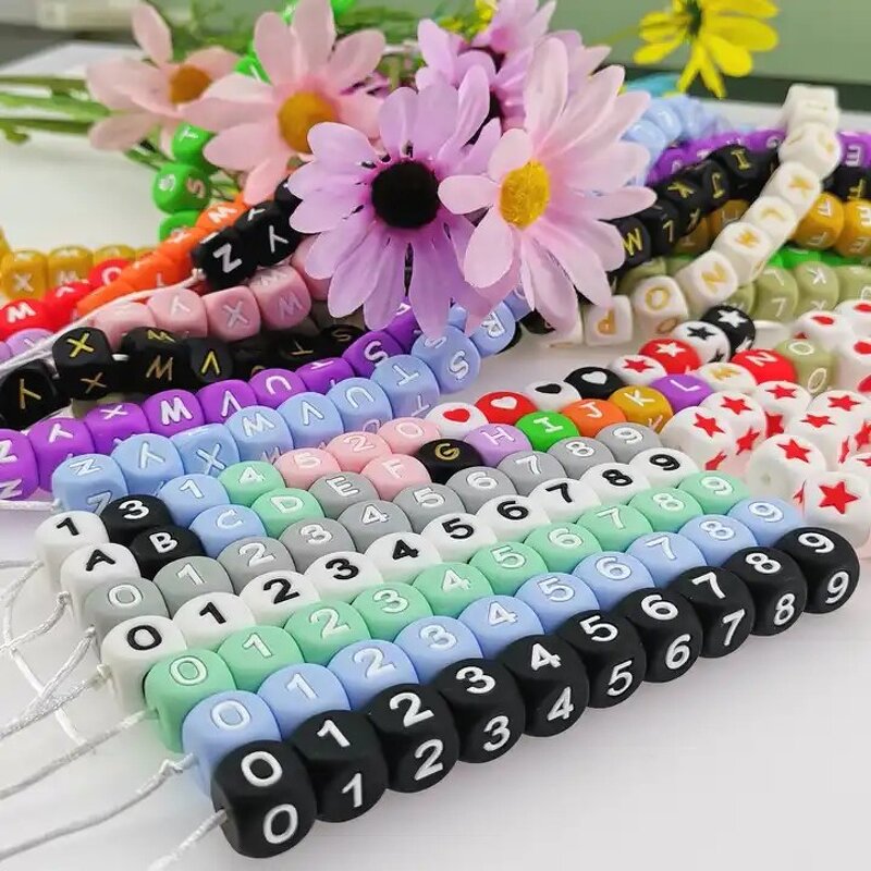 Silicone Alphabet Beads Supplier - Colorful Cube Shape DIY for Hair Keychains Pens