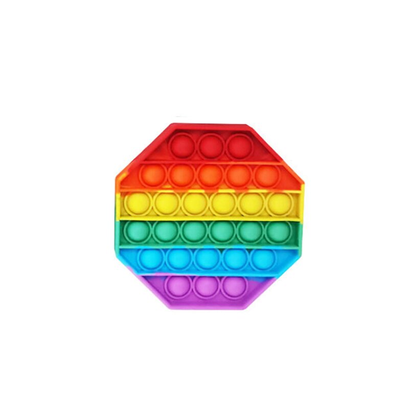 Fidget Toy Supplier - Thick Square Rainbow Anxiety Relief Silicone Push Bubble