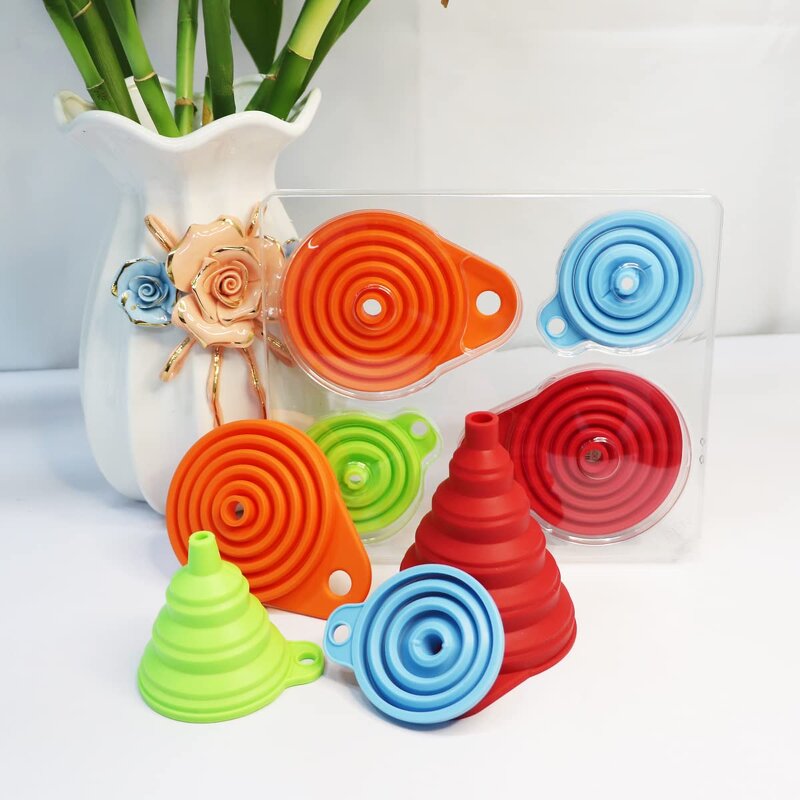 Foldable Funnel Supplier - Different Size Multi-Colors Silicone Collapsible Kitchen