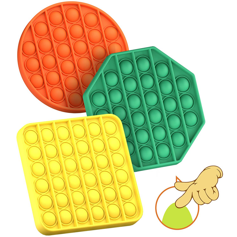 Fidget Toy Supplier - Thick Square Rainbow Anxiety Relief Silicone Push Bubble