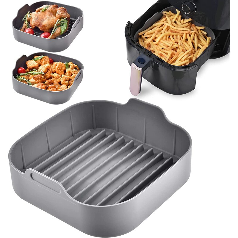 Air Fryer Pot Supplier - New Design Square Silicone Air Lining Matching Hand Clip