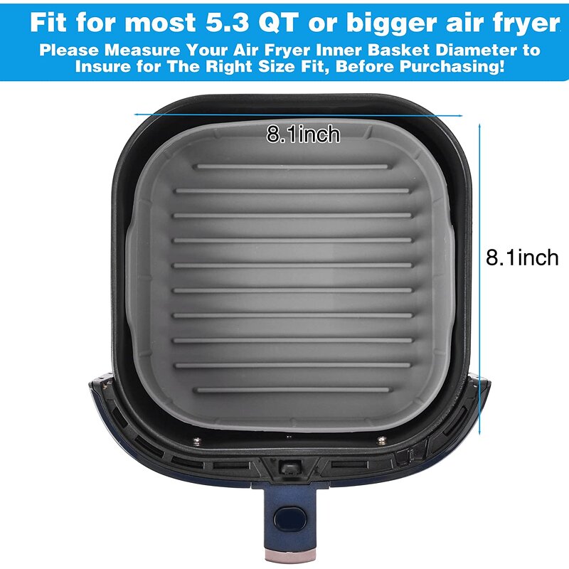 Air Fryer Pot Supplier - New Design Square Silicone Air Lining Matching Hand Clip