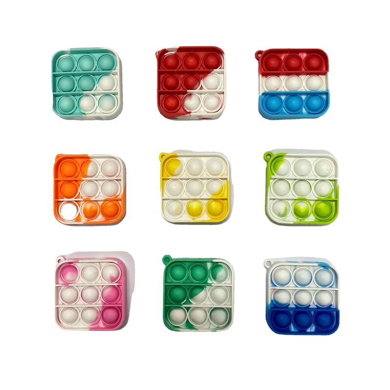 Fidget Keychain Factory - Silicone Square Shaped Push Popping Ball Bubbles Toy