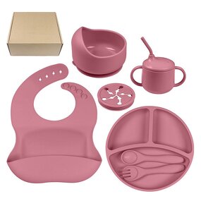 Silicone Baby Sets Manufacturer - BPA Free Custom Logo 5PCS 7PCS Plate Bowl Bottle