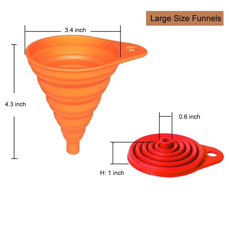 Foldable Funnel Supplier - Different Size Multi-Colors Silicone Collapsible Kitchen