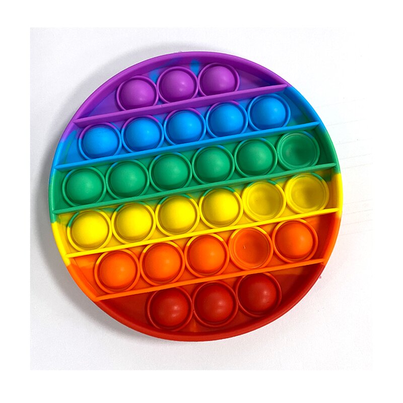 Fidget Toy Supplier - Thick Square Rainbow Anxiety Relief Silicone Push Bubble
