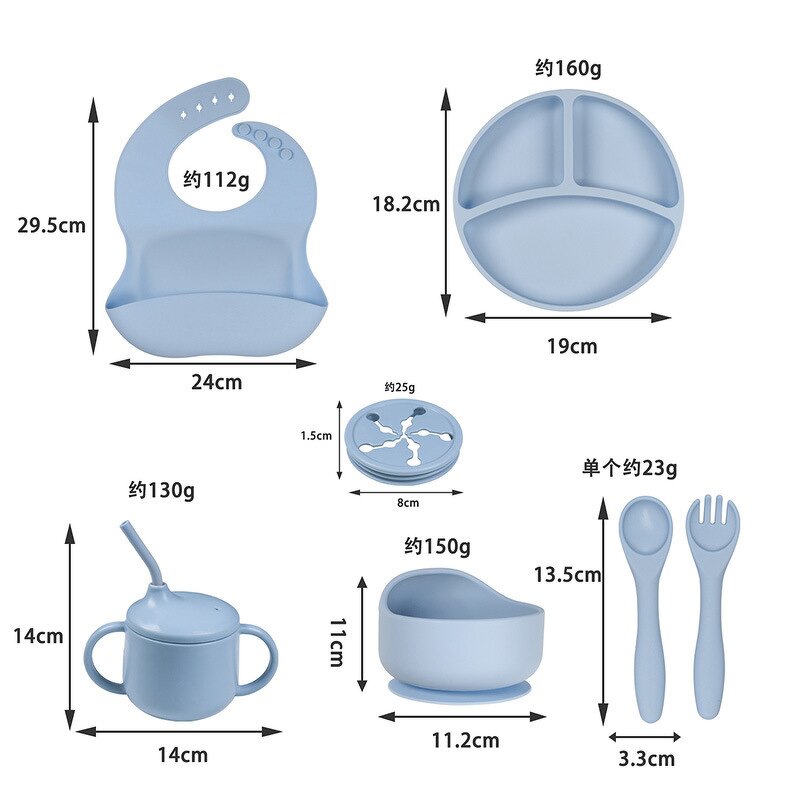Silicone Baby Sets Manufacturer - BPA Free Custom Logo 5PCS 7PCS Plate Bowl Bottle