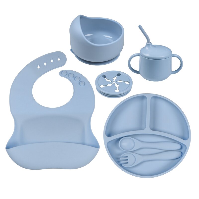 Silicone Baby Sets Manufacturer - BPA Free Custom Logo 5PCS 7PCS Plate Bowl Bottle