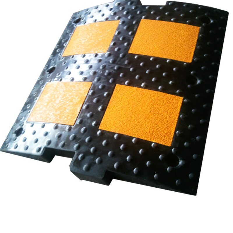 Speed Bump Supplier - Black Rubber with Reflective Strips