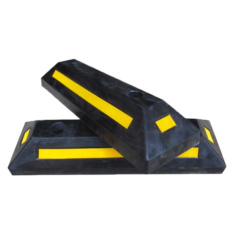 Parking Stopper Supplier - 485mm Black Yellow Rubber Car Park