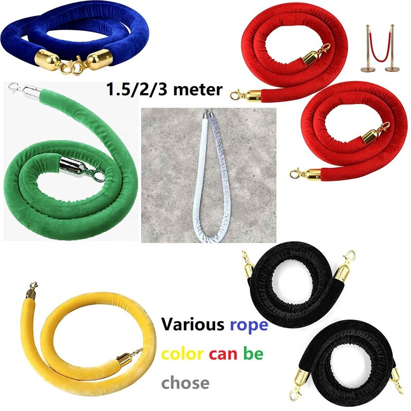 Stanchion Rope Manufacturer - Polished Silver Golden Hooks Red