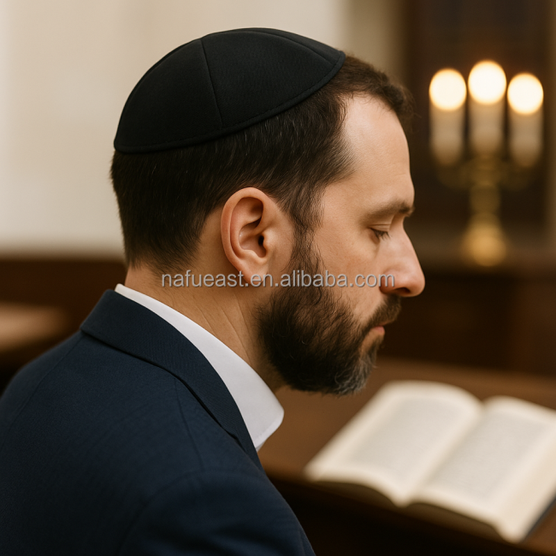 Satin Kippah Supplier - with Blue Edge Sublimation DTF