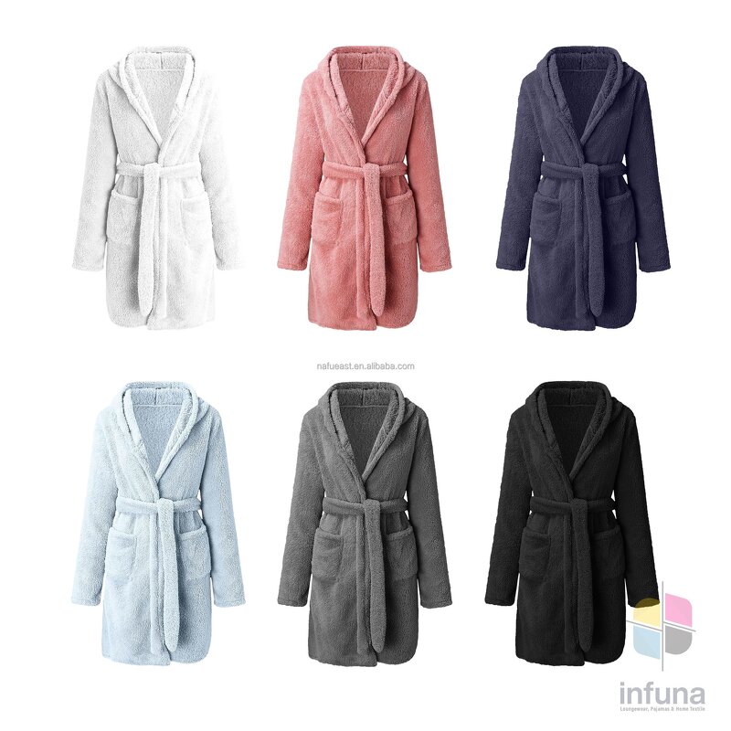 Women's Bathrobe Supplier - Grey 100% Polyester Warm