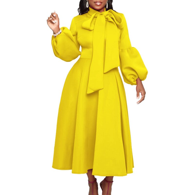 Pleated Dress Factory - Women's Solid Color Light Mature