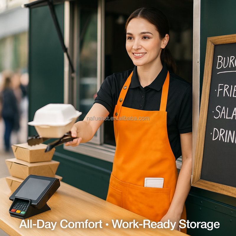 Adjustable Apron Supplier - Navy Blue Triple Snap Café