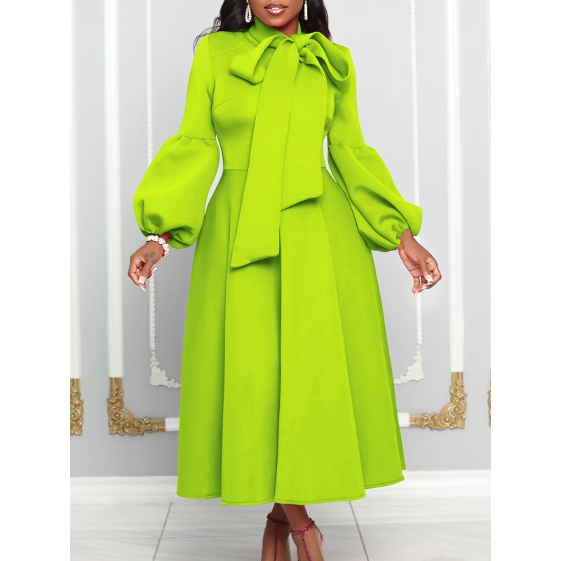 Pleated Dress Factory - Women's Solid Color Light Mature