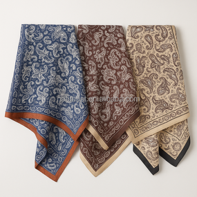 Women's Scarf Supplier - 70cm Small Square Stiped Casual