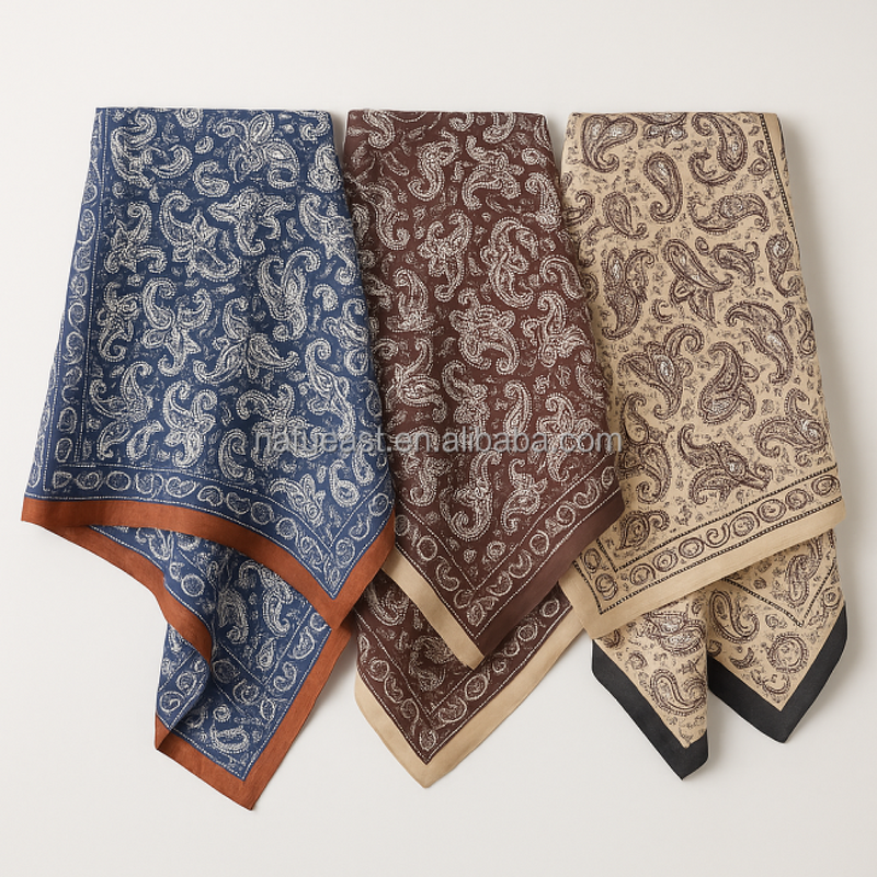 Women's Scarf Supplier - 70cm Small Square Stiped Casual