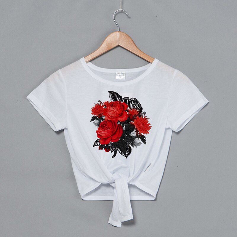 Knotted Crop Top Factory - Sublimation Blanks Stripe T-shirt