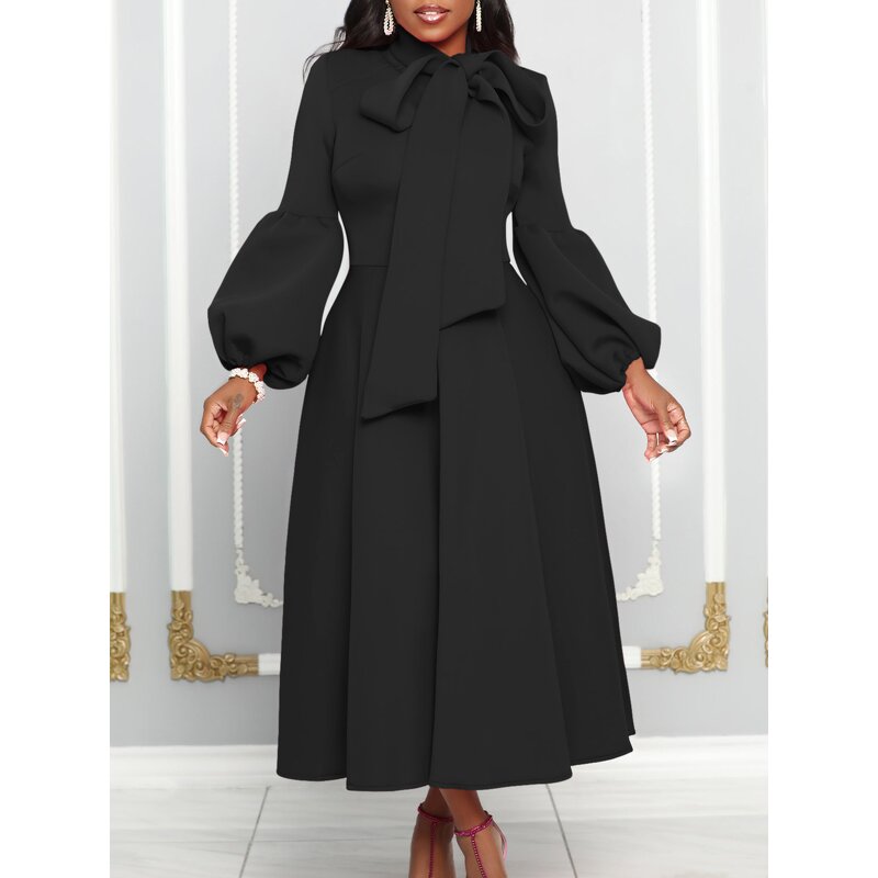 Pleated Dress Factory - Women's Solid Color Light Mature