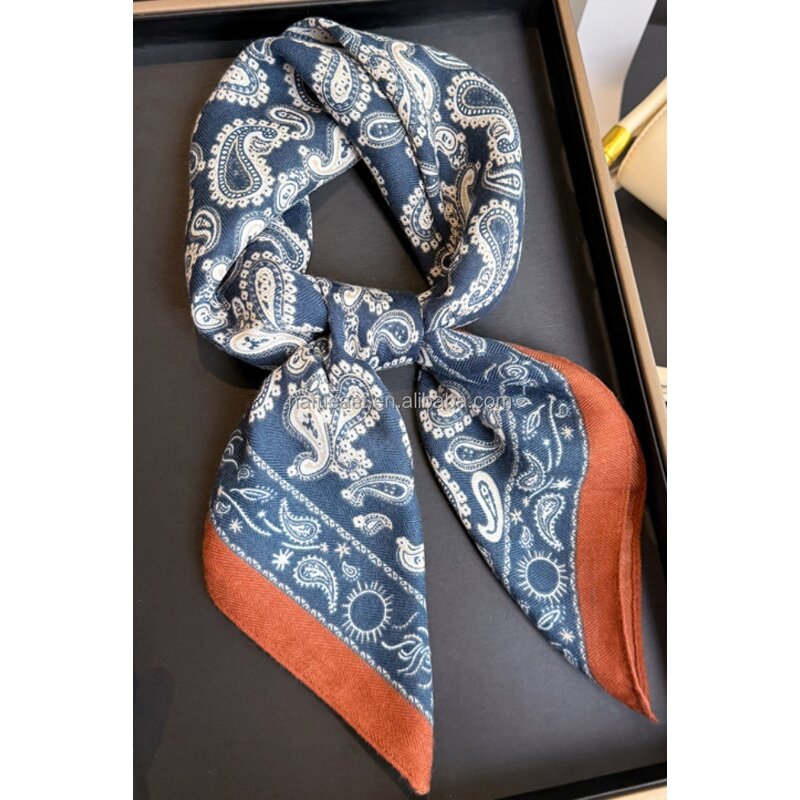 Women's Scarf Supplier - 70cm Small Square Stiped Casual