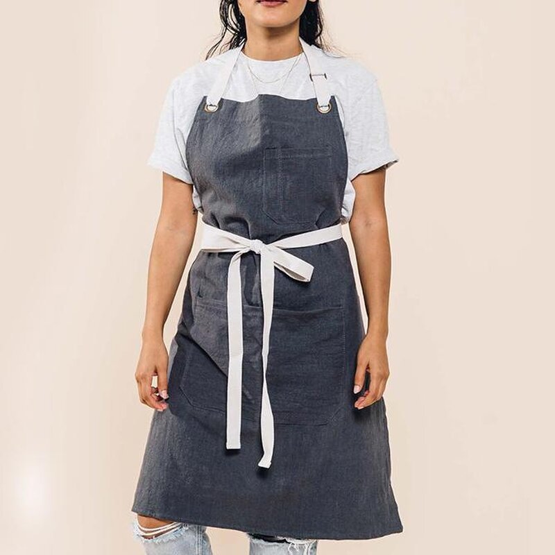 Cotton Linen Apron Manufacturer - Hot Sale Breathable Soft Kitchen Clean Art