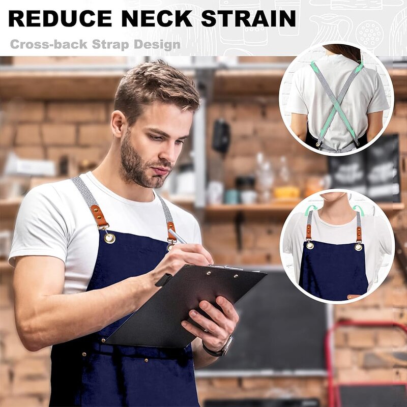 Waterproof Canvas Apron Factory - 2 Pockets Adjustable Webbed Custom Logo