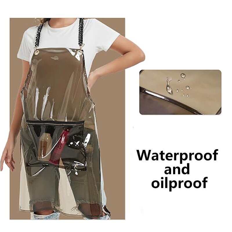 Transparent TPU Apron Factory - 80 CM Long Zipper Large Pocket Barber Car Wash