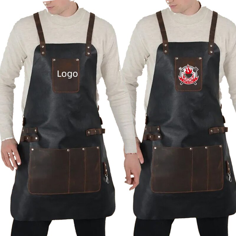 Leather Look Apron Manufacturer - Vintage Heavy Duty Custom Logo Chef Grill