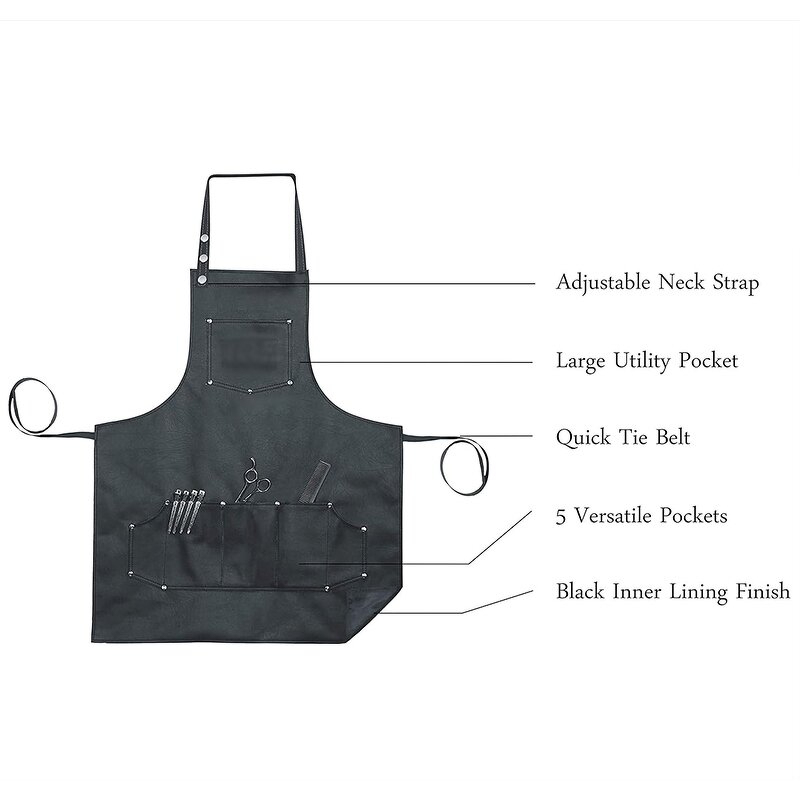 PU Leather Apron Supplier - Back Strap Barista Bartender Pastry Chef Cafe