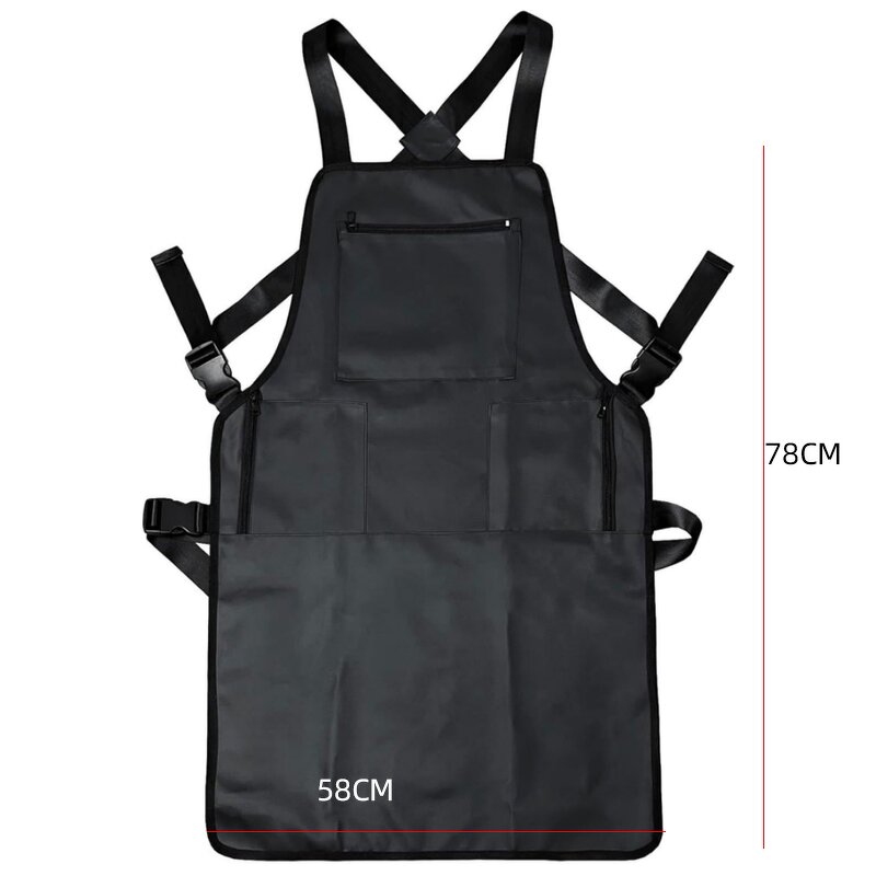 Waterproof Apron Supplier - European American Zippered Pocket Black Hairdressers