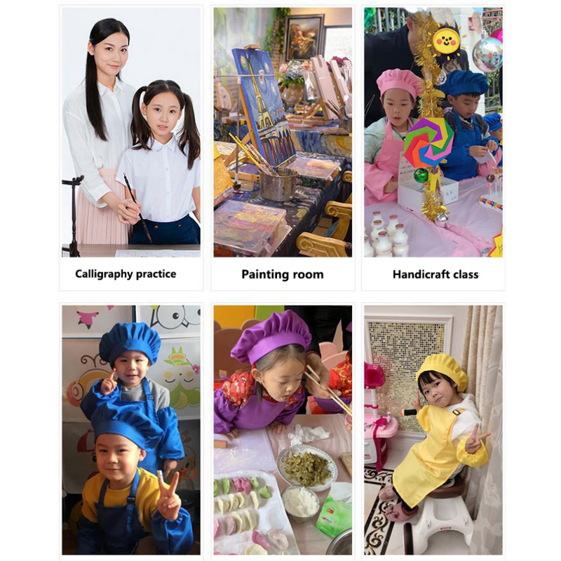 Kids Apron Set Factory - Custom Logo Children Polyester Plain with Chef Hat Ages