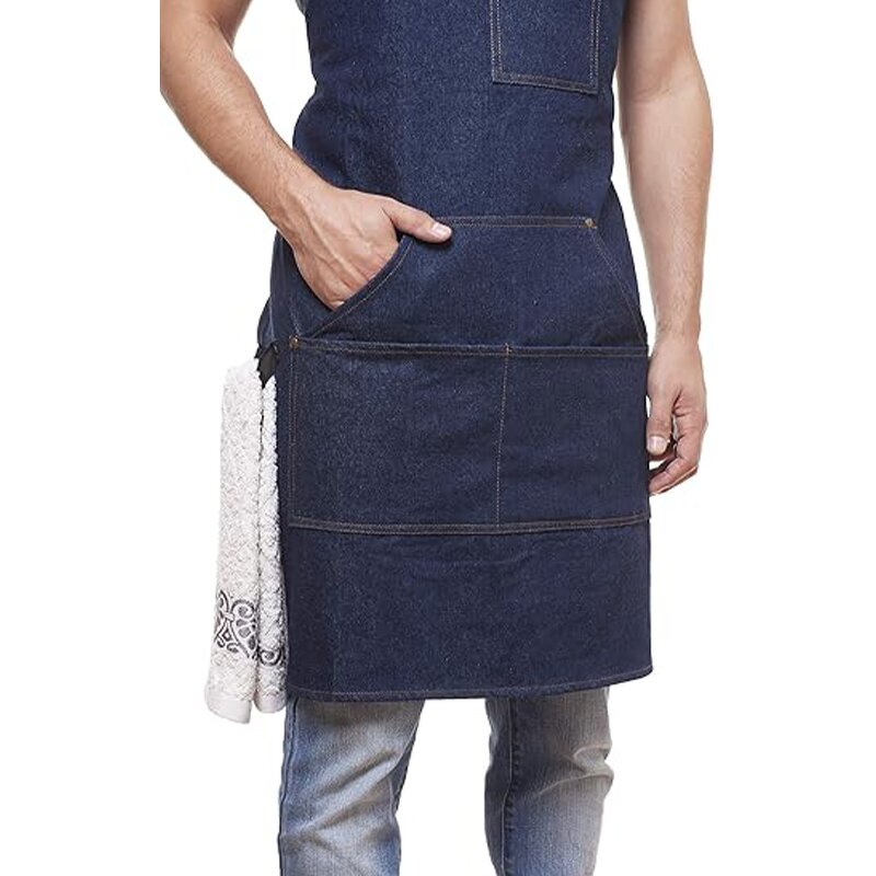 Unisex Denim Apron Supplier - Blue for Chef Cooking Baking Cafe Uniform