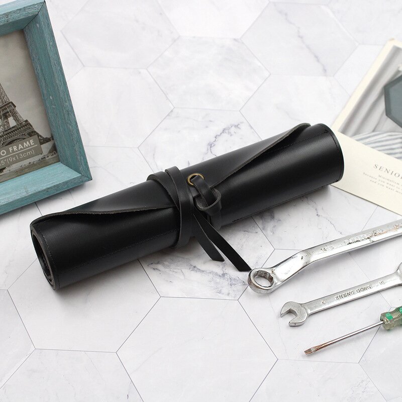 Tool Roll up Bags Manufacturer - Wholesale Brown PU Leather Strap Portable Carry