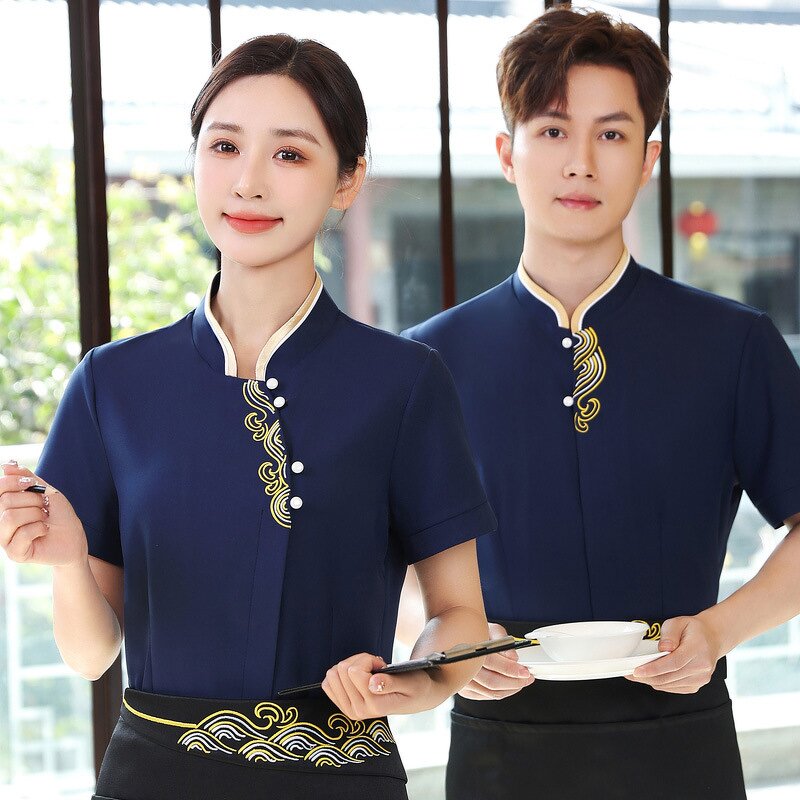 Waiter Shirt Manufacturer - Black Embroidery Custom Design Coat Quality bar