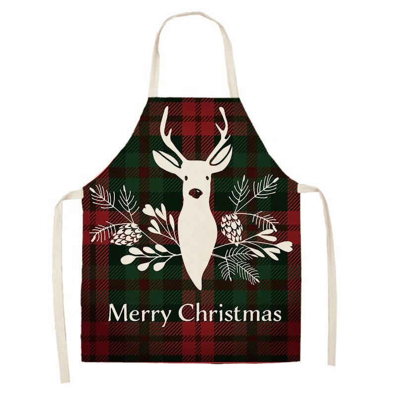 Christmas Apron Supplier - Sublimation Custom Long Linen Material Christmas Design