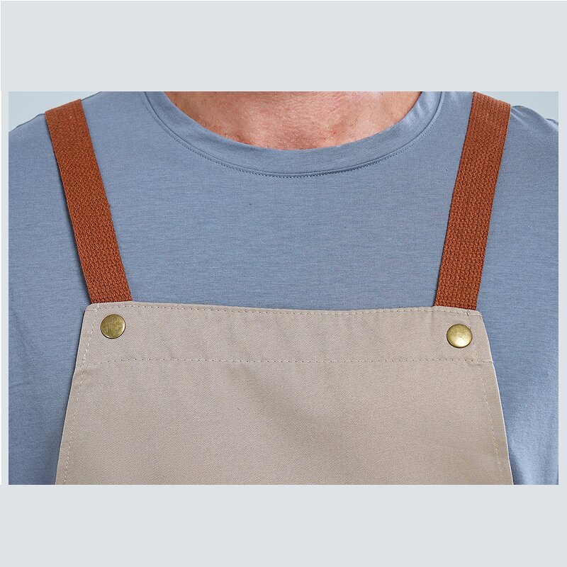 Khaki Kitchen Apron Supplier - Waterproof Cross Adjustable Webbing Custom Logo