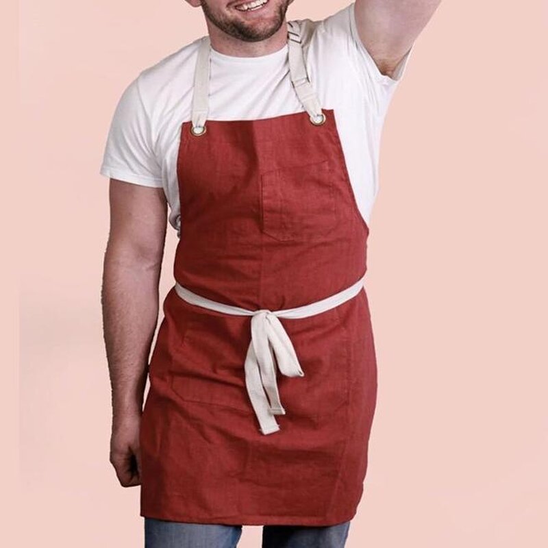 Cotton Linen Apron Manufacturer - Hot Sale Breathable Soft Kitchen Clean Art